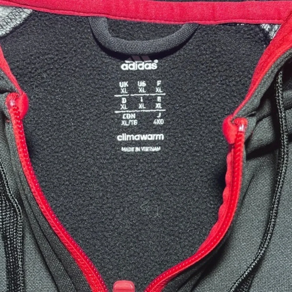 Adidas ClimaWarm‎ Full Zip Hoodie Black Gray Red Men's XL Athletic Jacket